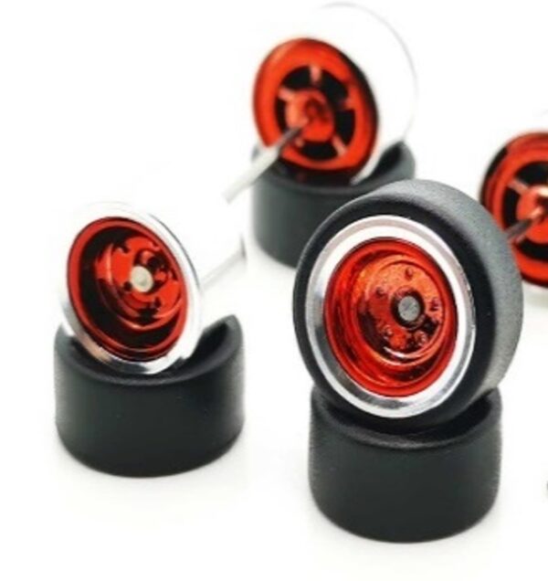 Roda de 11mm Interior vermelho Anel cromado metalizado Pneu preto sem estampa Consulte custo para up grade de pneu